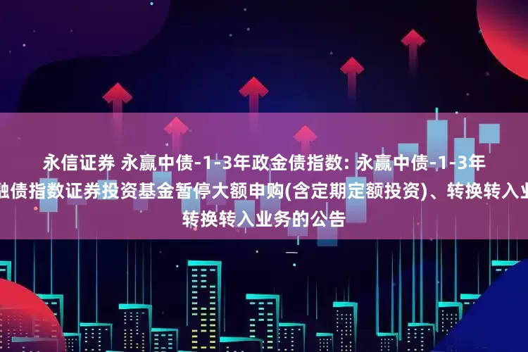 永信证券 永赢中债-1-3年政金债指数: 永赢中债-1-3年政策性金融债指数证券投资基金暂停大额申购(含定期定额投资)、转换转入业务的公告
